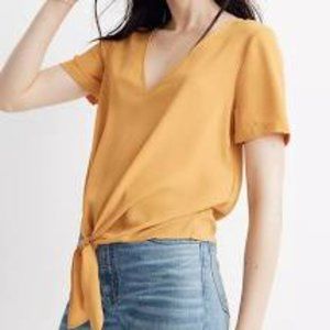 Madewell Yellow Novel Tie-Front Top Size XL